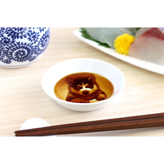子犬（ハスキー）の醤油皿/木箱入り2枚セット